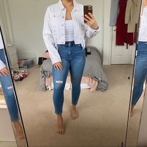 White crop denim jacket